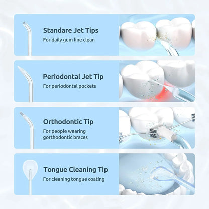 Electric oral irrigator 3 Cleaning Modes USB Rechargeable Waterproof IP65 Oral Irrigator 4 Nozzles Portable Dental Irrigators