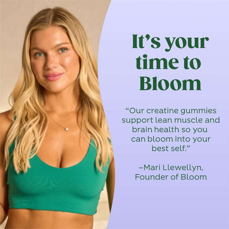 Bloom Nutrition Creatine Gummies - New Year New Me - Energy, Cognitive Health & Post-Workout Muscle Recovery Promotes & Muscle Improves - Creatine for Women
