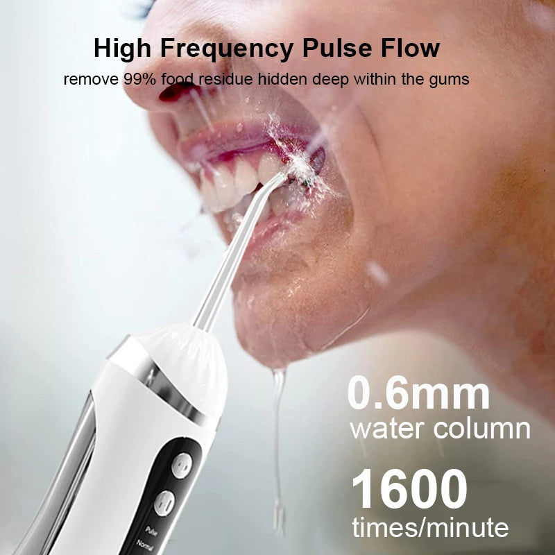 Electric Oral Irrigator 3 Cleaning Modes USB Rechargeable Waterproof IP65 Oral Irrigator 4 Nozzles Portable Dental Irrigators