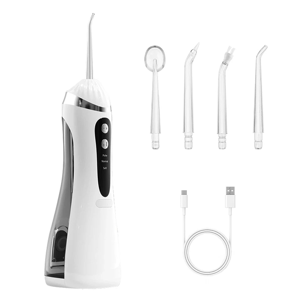 Electric Oral Irrigator 3 Cleaning Modes USB Rechargeable Waterproof IP65 Oral Irrigator 4 Nozzles Portable Dental Irrigators