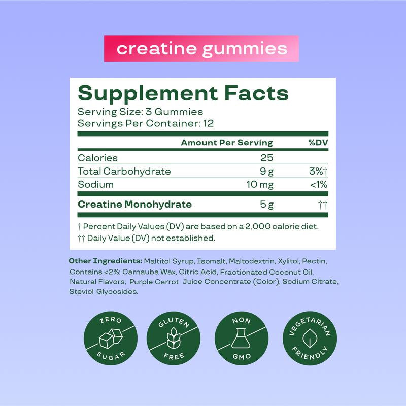 Bloom Nutrition Creatine Gummies - New Year New Me - Energy, Cognitive Health & Post-Workout Muscle Recovery Promotes & Muscle Improves - Creatine for Women